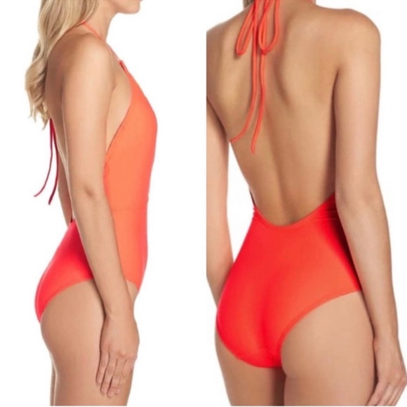 Ted Baker London Halter One Piece Swimsuit Coral Size US 8 - Picture 2 of 7
